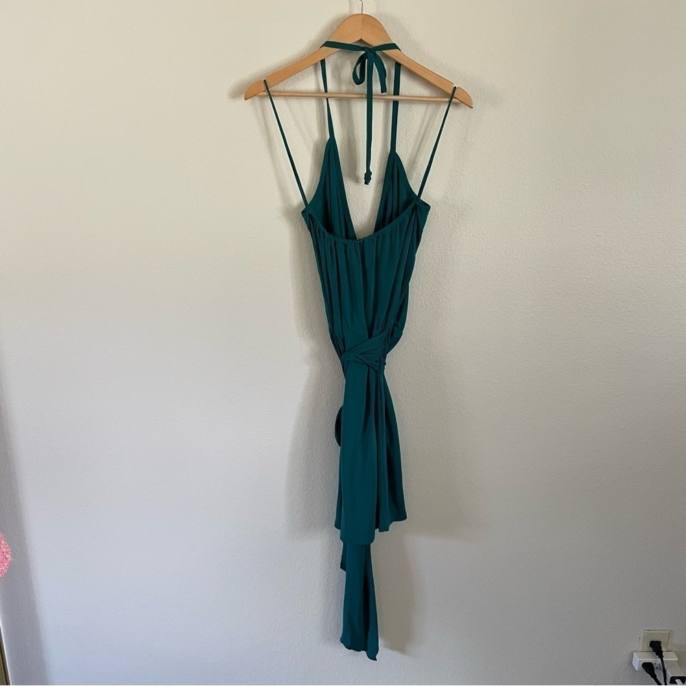 Haute Hippie Halter Wrap‎ Cocktail Mini Dress Emerald Green Size XS - Picture 4 of 13
